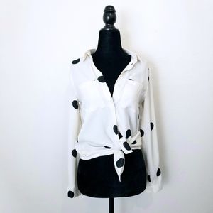 Ann Taylor Loft | White & Black Polka Dot Blouse